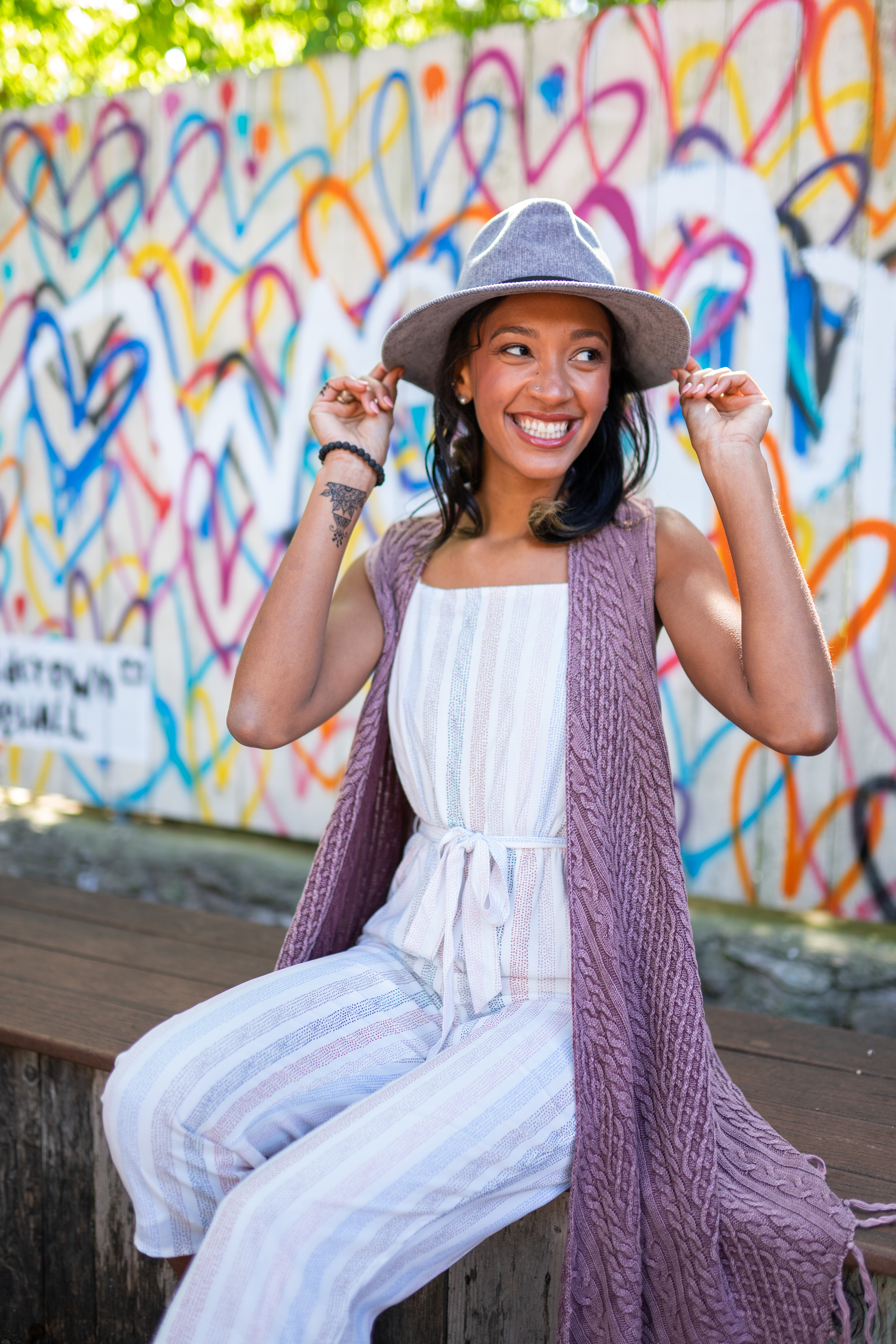 Dharma Dots Jumpsuit - Cream White Multi Color Stripes