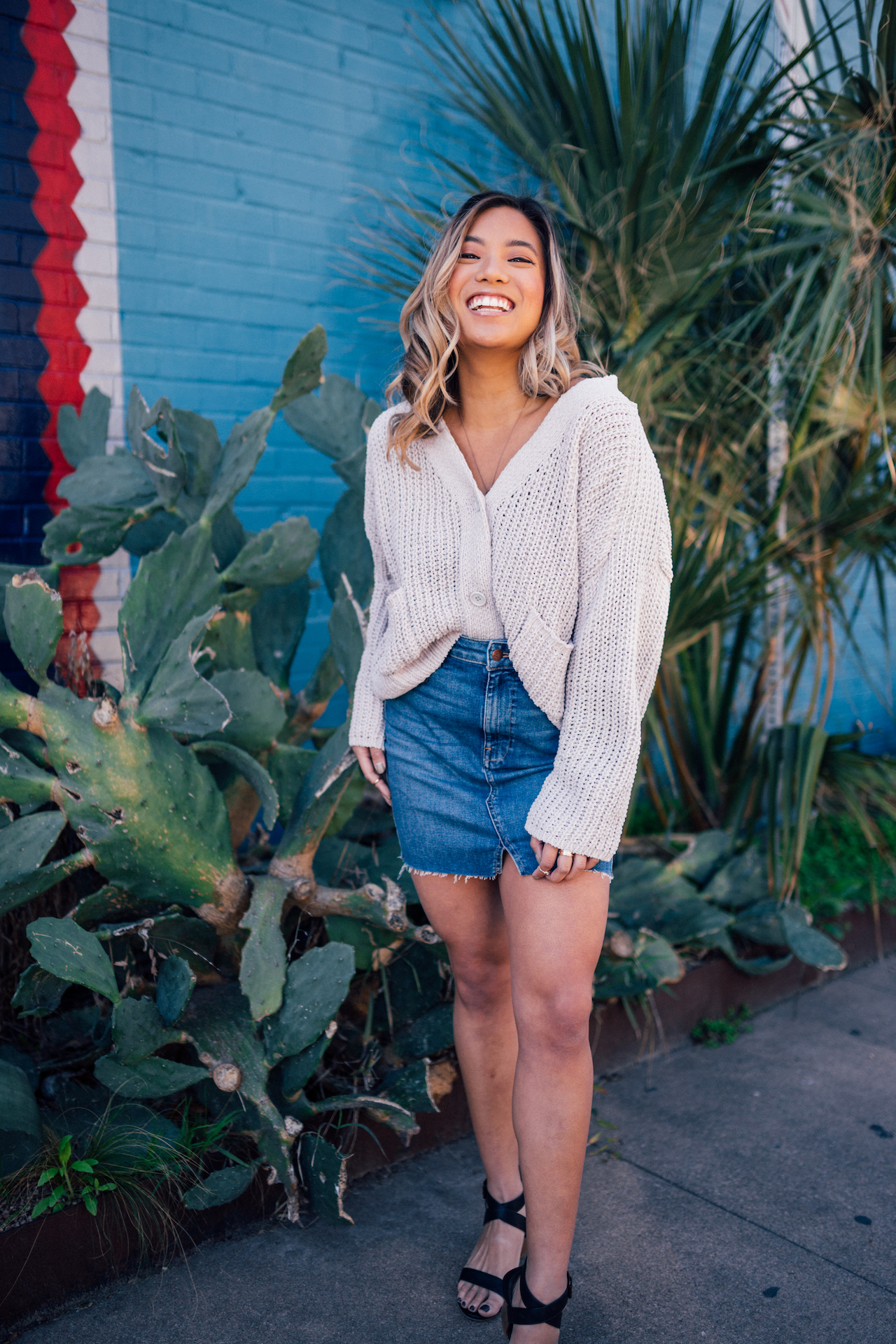 Combo Skirt and chunky sweater